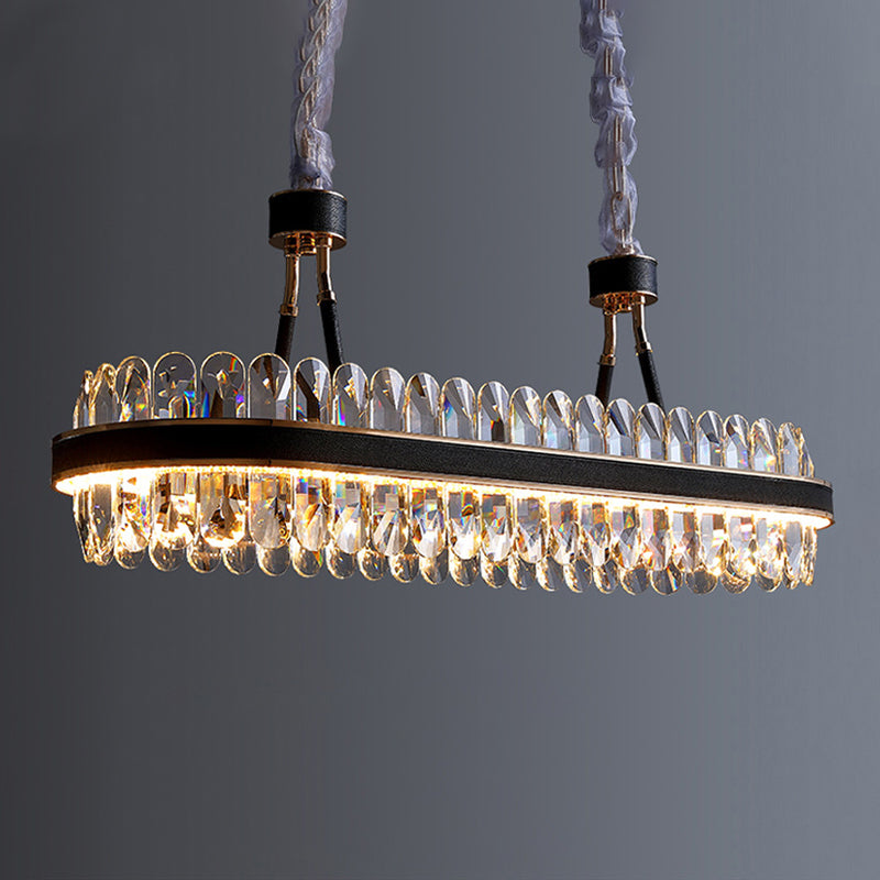 Luci dell'isola geometrica moderna lampadario cristallo 1 illuminazione isola luminosa in finitura nera