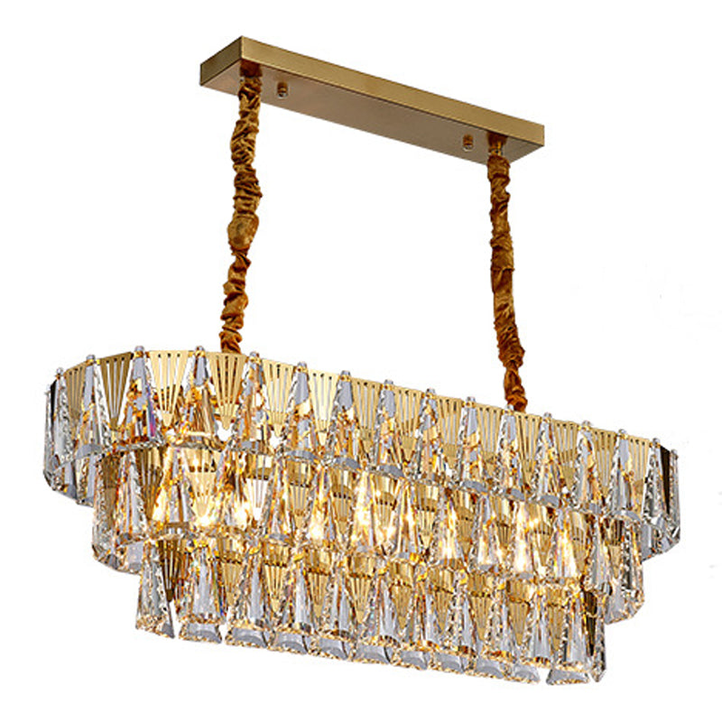 Modern Lighting Chandelier Geometric Island Lamps Crystal 10 Light Island Lights in Gold Finish