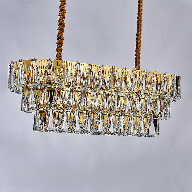 Modern Lighting Chandelier Geometric Island Lamps Crystal 10 Light Island Lights in Gold Finish