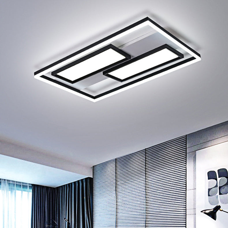 Luz empotrada súper delgada de 16 "/ 19,5" / 35,5 "/ 43" de ancho Estilo nórdico Metal Negro Led cerca de la luz del techo en blanco cálido /