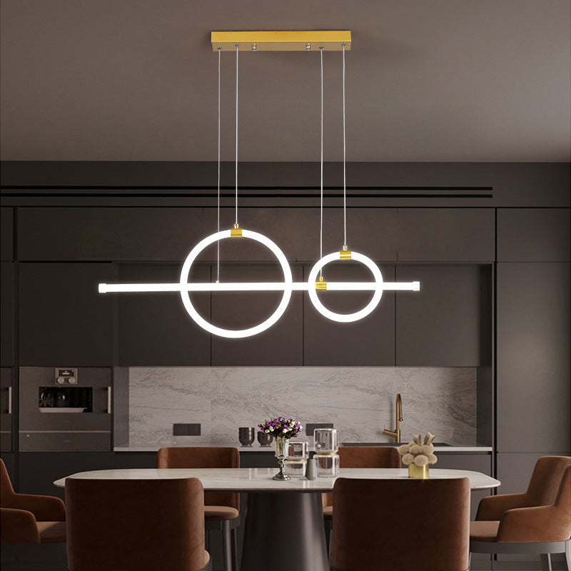 Geometric Island Lights Modern Pendant Chandelier Metal 3 Light Island Lamp in White for Dining Room