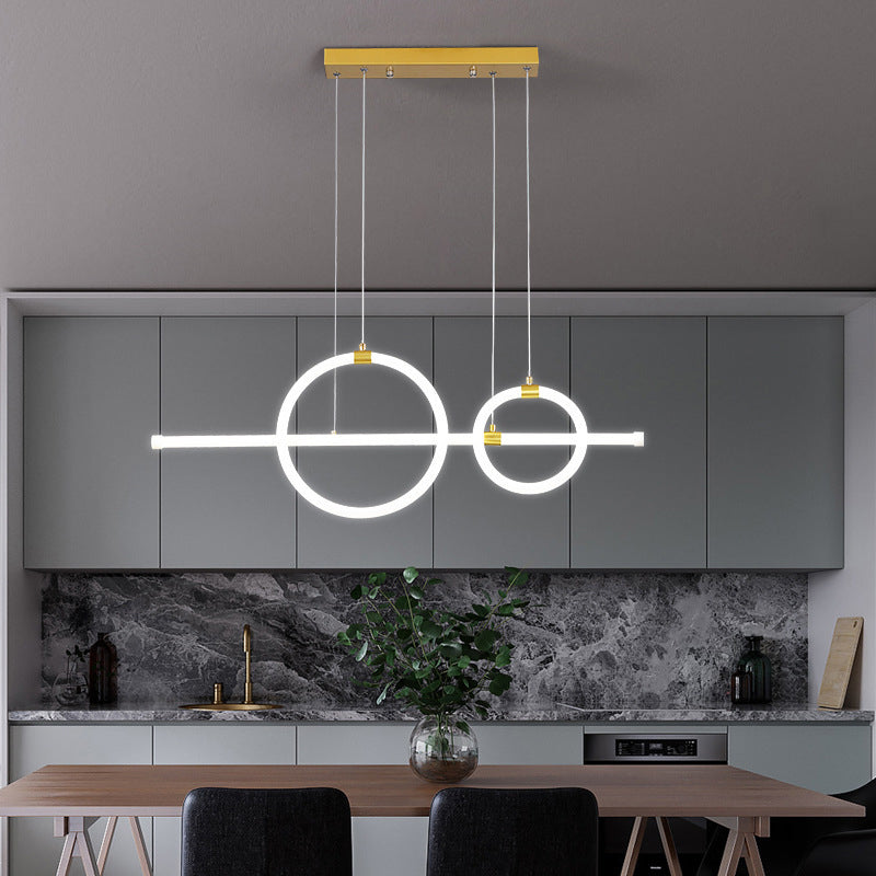 Geometric Island Lights Modern Pendant Chandelier Metal 3 Light Island Lamp in White for Dining Room