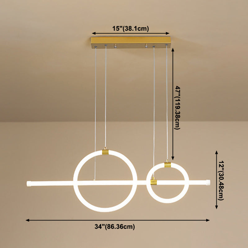 Geometric Island Lights Modern Pendant Chandelier Metal 3 Light Island Lamp in White for Dining Room