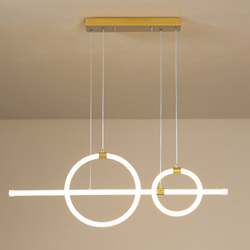 Geometric Island Lights Modern Pendant Chandelier Metal 3 Light Island Lamp in White for Dining Room