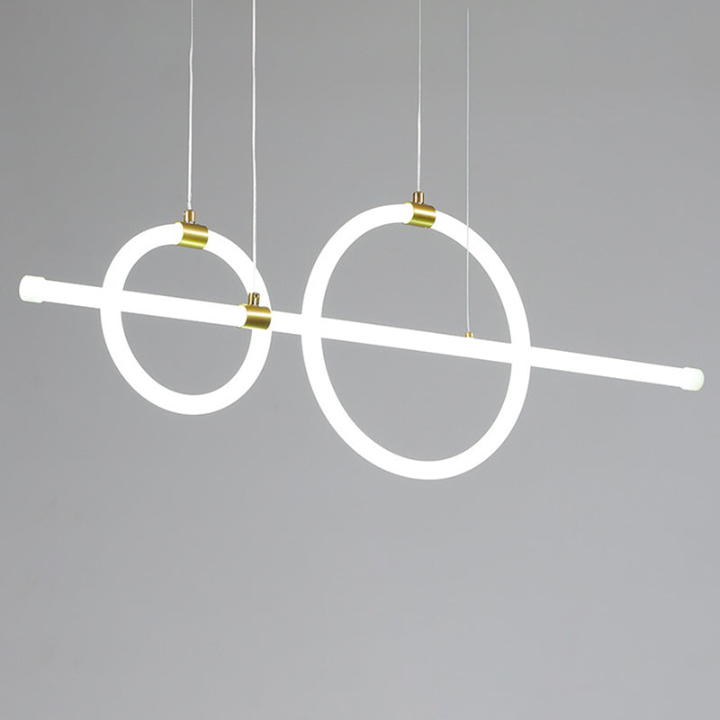 Geometric Island Lights Modern Pendant Chandelier Metal 3 Light Island Lamp in White for Dining Room