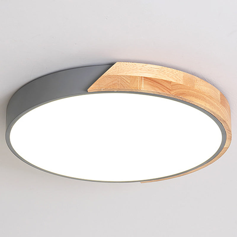 Houten ronde LED-inbouw in moderne Scandinavische stijl acryl Macaron-plafondlamp voor slaapkamer