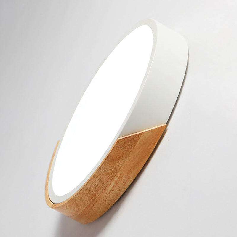 Houten ronde LED-inbouw in moderne Scandinavische stijl acryl Macaron-plafondlamp voor slaapkamer
