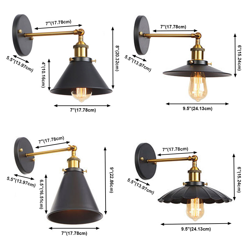 Black Geometric Wall Lamp in Industrial Retro Style Wrought Iron Wall Light for Interior Spaces