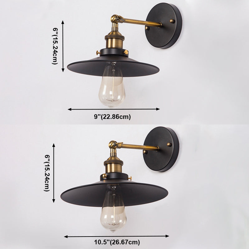 Black Cone Wall Light in Industrial Retro Style Wrought Iron Wall Lamp for Interior Spaces