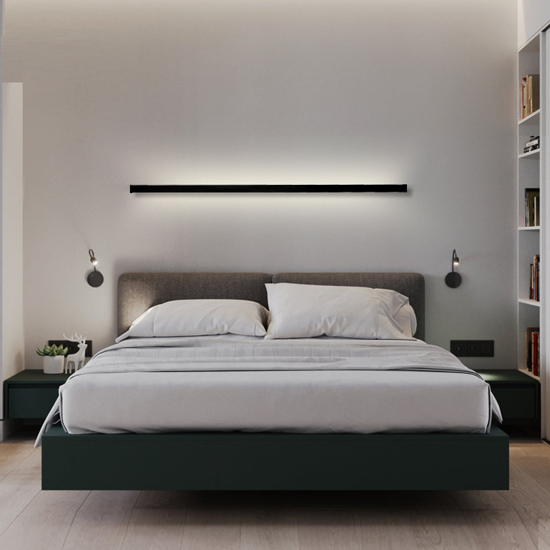 Black Rectangular Wall Light Sconces Modern Style Aluminum 1-Light Wall Lamps