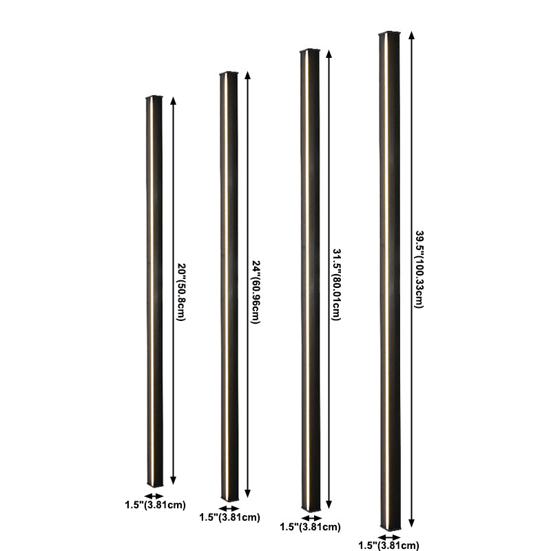 Black Rectangular Wall Light Sconces Modern Style Aluminum 1-Light Wall Lamps