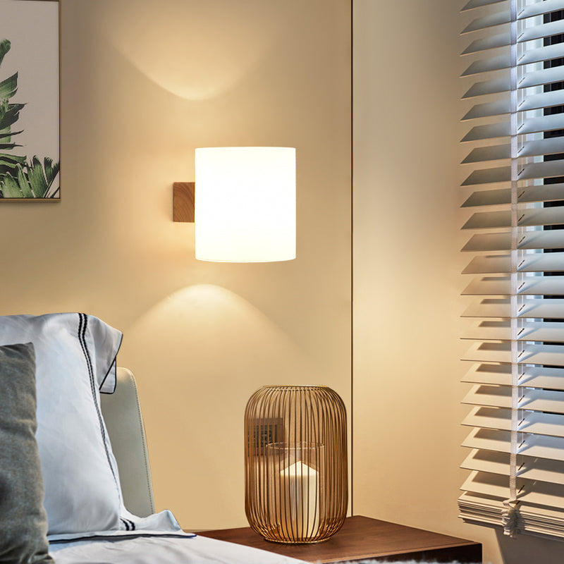 Cilindrische melkglas SCONCE LAMP BELIMTE MODERNE STYLE WIT WANDELE MOETEN LICHT