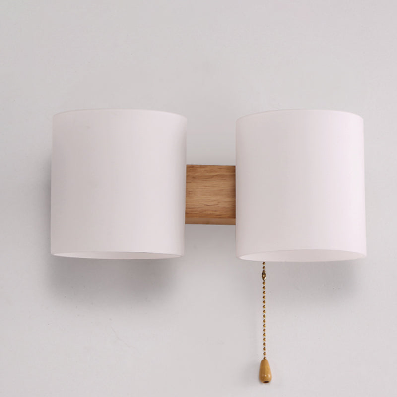 Cylindrical Milk Glass Sconce Lamp Fixture Modern Style White Wall Mounted Light