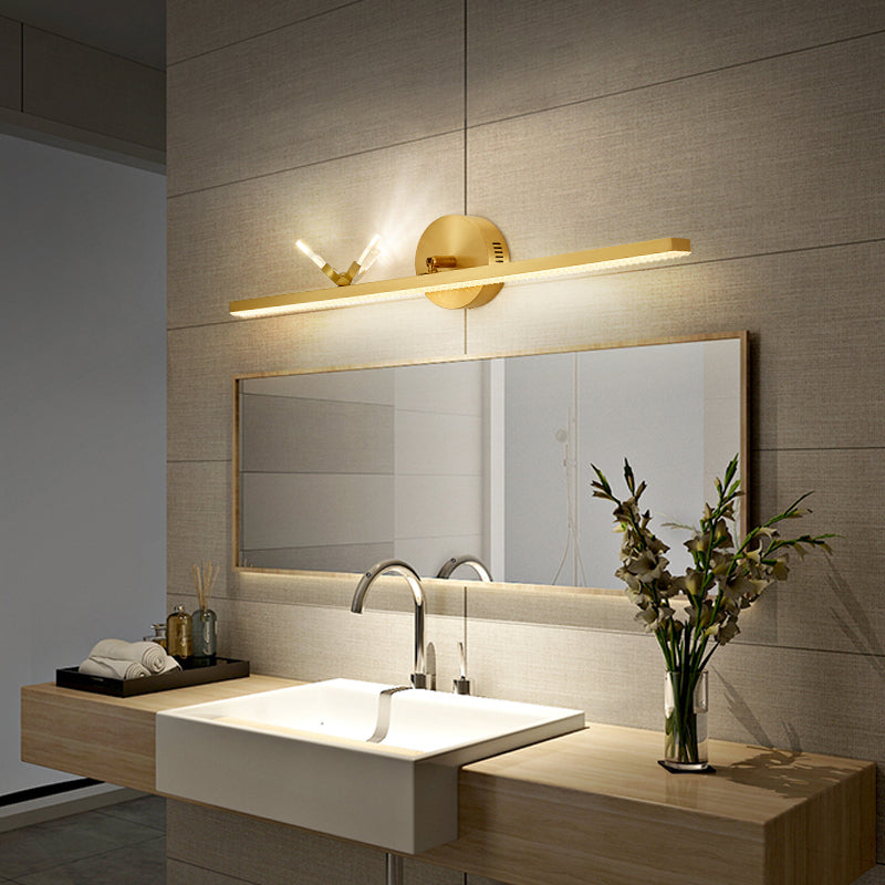 Modern Copper Linear Wall Mount Light Fixture 1-Light Wall Lamp for Bathroom