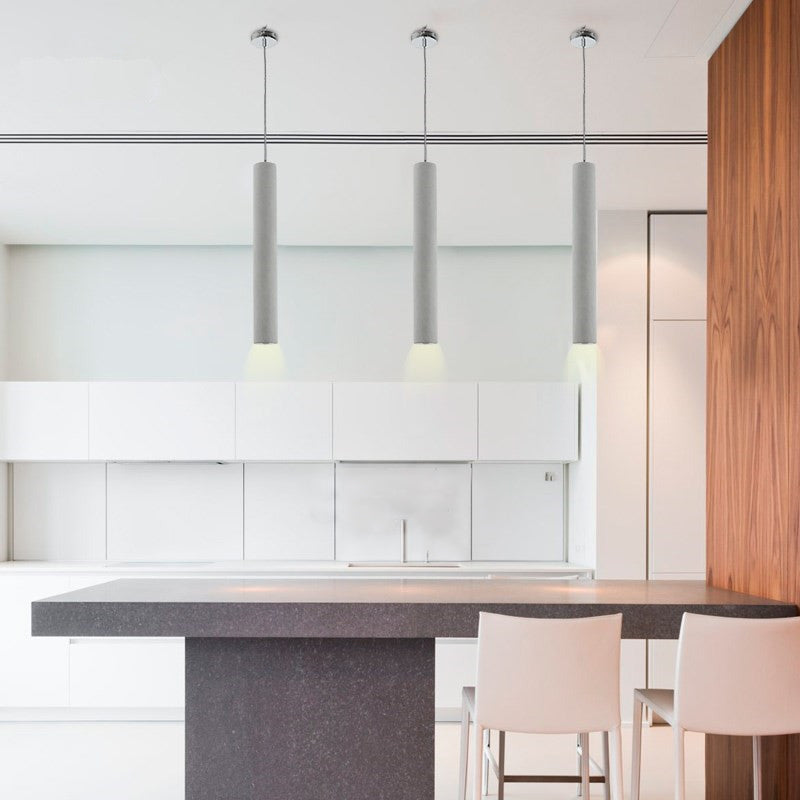 Graue zylindrische LED -Pendelleuchte im modernen künstlerischen Zementlampe für Esszimmer