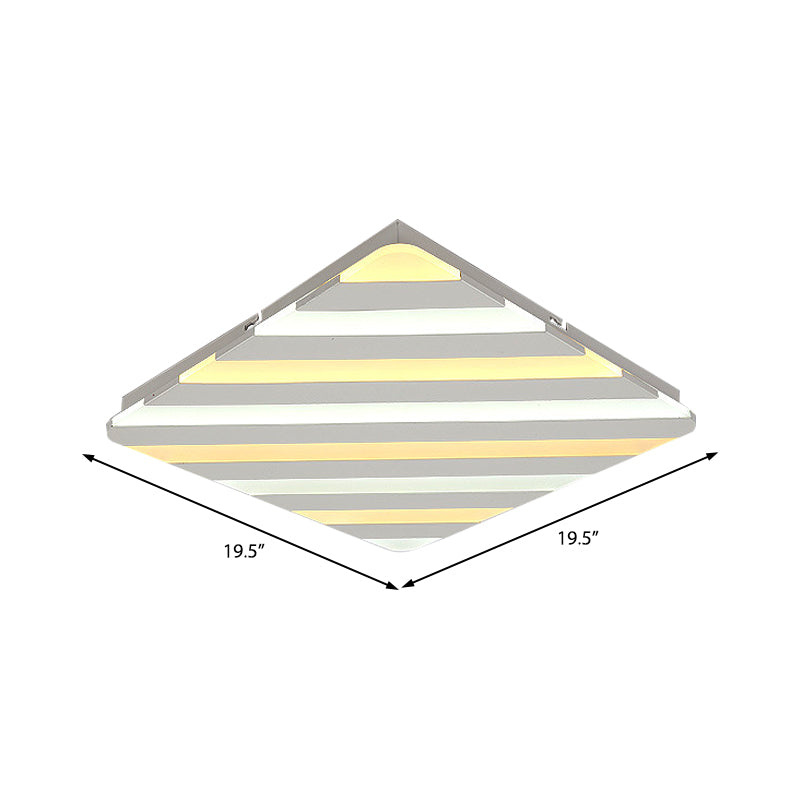 Plafonnier encastré blanc Simple avec motif à rayures, plafonnier LED en acrylique pour salle à manger