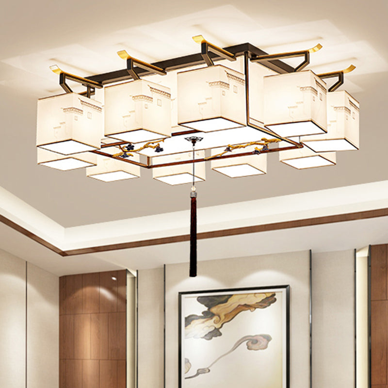 Multi Lights Fabric Flush Light Chinese Style Simplicity Flush Mount Lighting Fixture