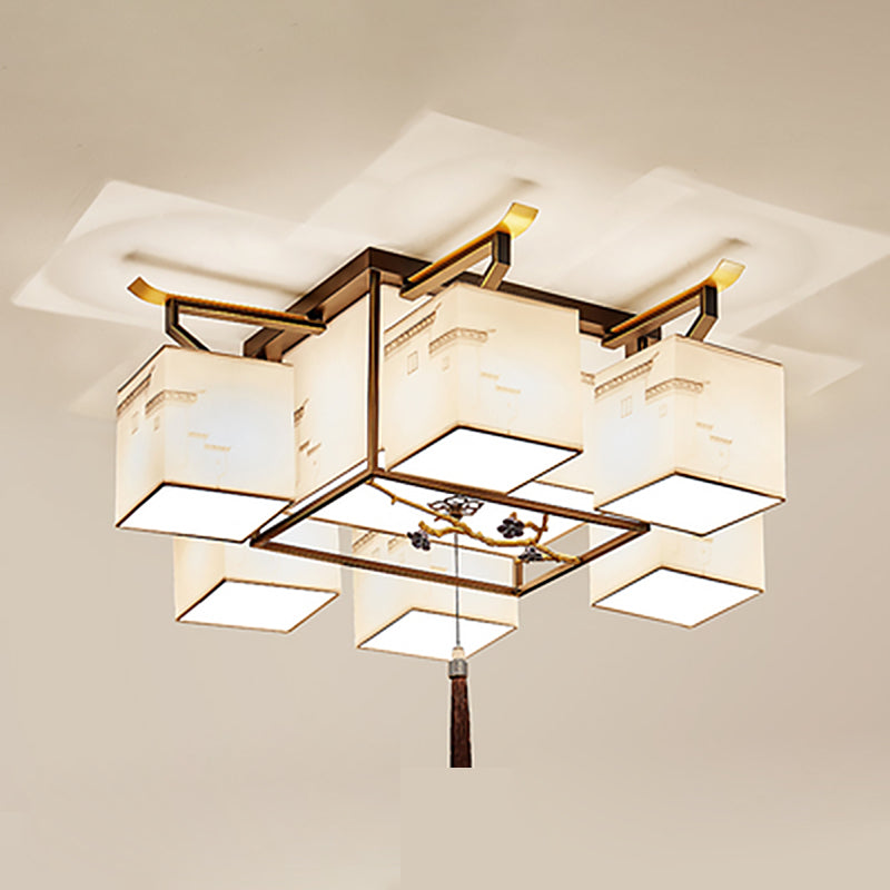 Multi Lights Fabric Flush Light Chinese Style Simplicity Flush Mount Lighting Fixture