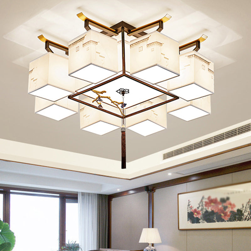 Multi Lights Fabric Flush Light Chinese Style Simplicity Flush Mount Lighting Fixture