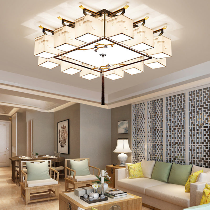 Multi Lights Fabric Flush Light Chinese Style Simplicity Flush Mount Lighting Fixture