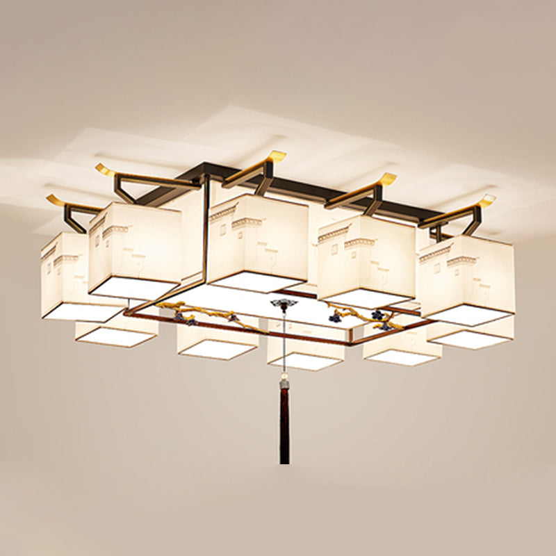 Multi Lights Fabric Flush Light Chinese Style Simplicity Flush Mount Lighting Fixture