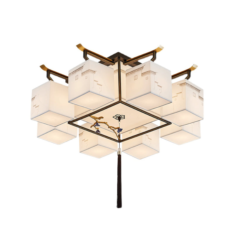 Multi Lights Fabric Flush Light Chinese Style Simplicity Flush Mount Lighting Fixture