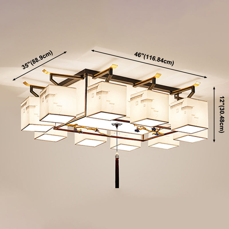 Multi Lights Fabric Flush Light Chinese Style Simplicity Flush Mount Lighting Fixture