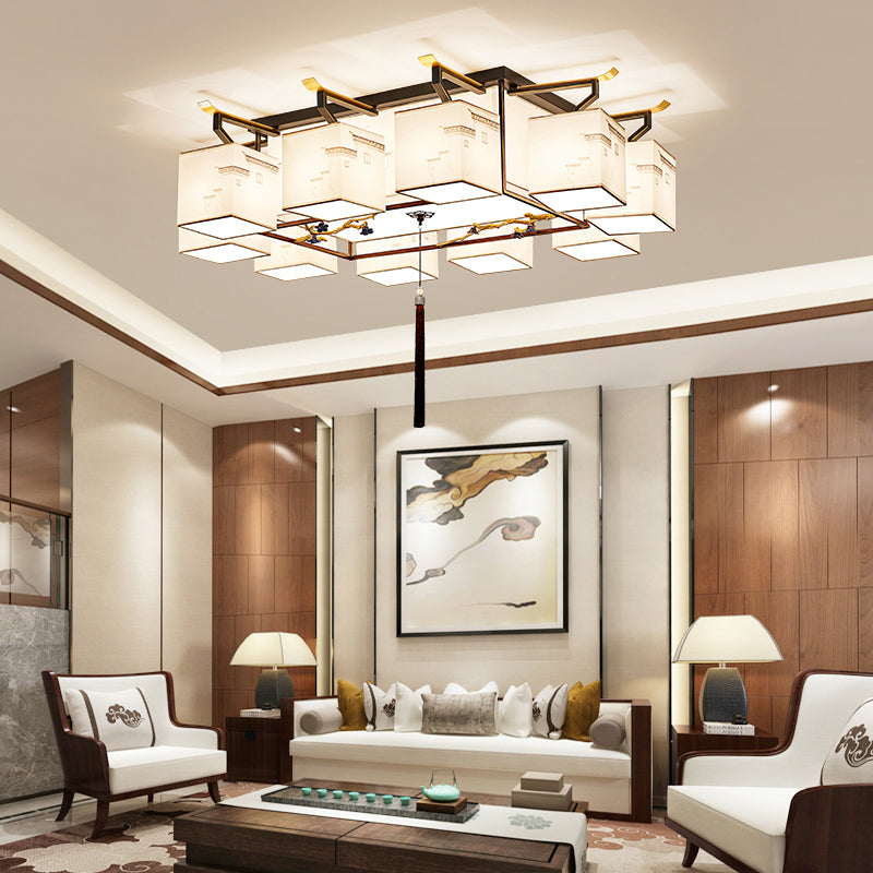 Multi Lights Fabric Flush Light Chinese Style Simplicity Flush Mount Lighting Fixture