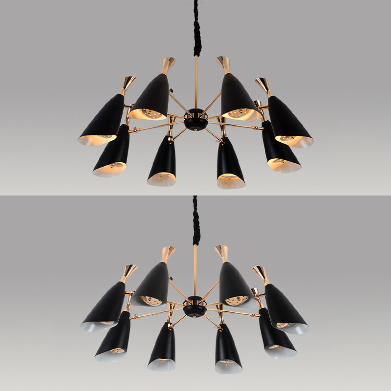 Contemporary Style Chandelier Light Metal Funnel Shade Living Room Pendant Lamp