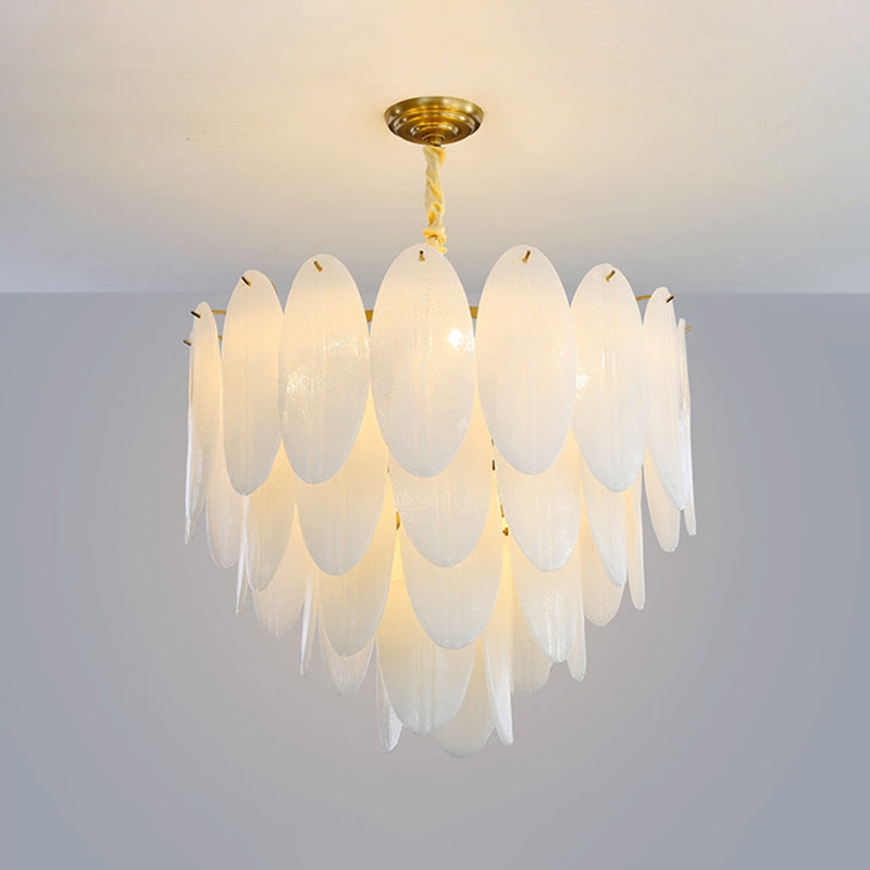 Federleuchterleuchte Vintage White Glass Anhänger Beleuchtung für das Restaurant