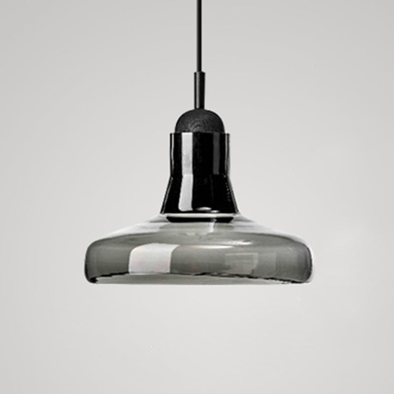 Hanging Cord Pendant Ceiling Light Modern Glass Dinning Room Hanging Light Fixture in Smoke Gray