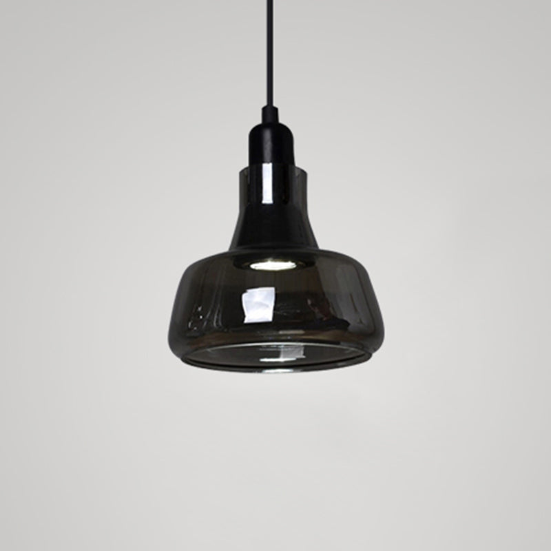 Hanging Cord Pendant Ceiling Light Modern Glass Dinning Room Hanging Light Fixture in Smoke Gray