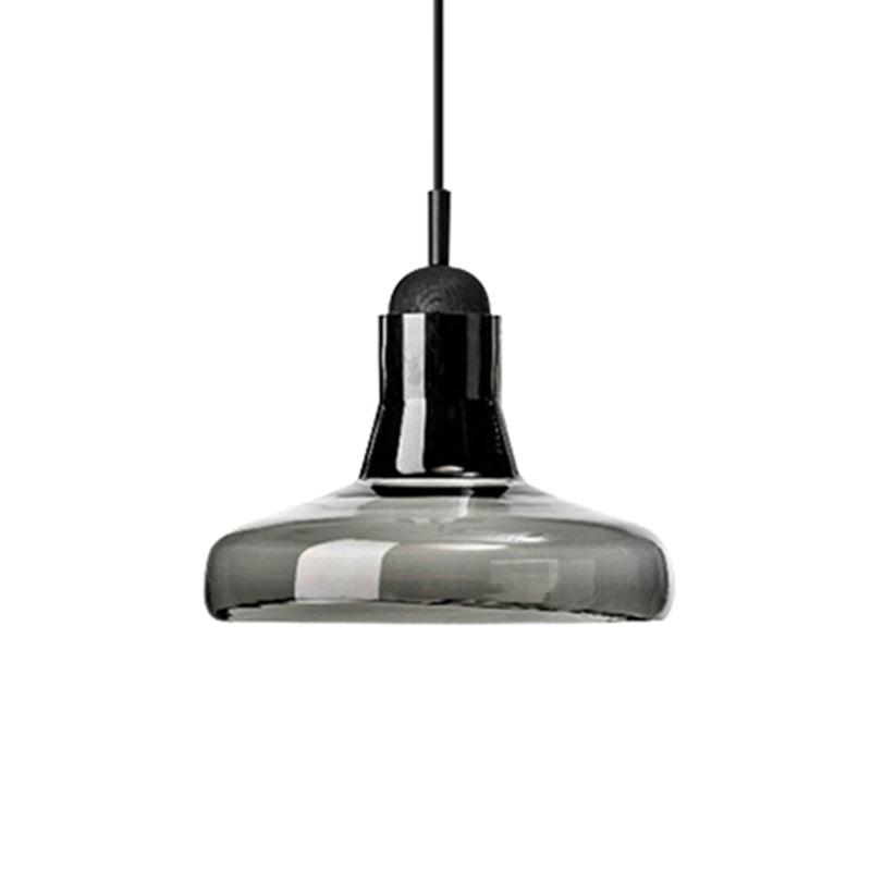 Hanging Cord Pendant Ceiling Light Modern Glass Dinning Room Hanging Light Fixture in Smoke Gray