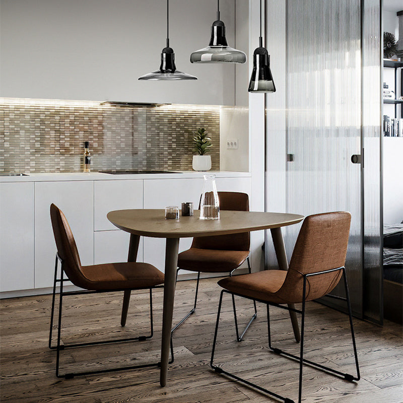 Hanging Cord Pendant Ceiling Light Modern Glass Dinning Room Hanging Light Fixture in Smoke Gray