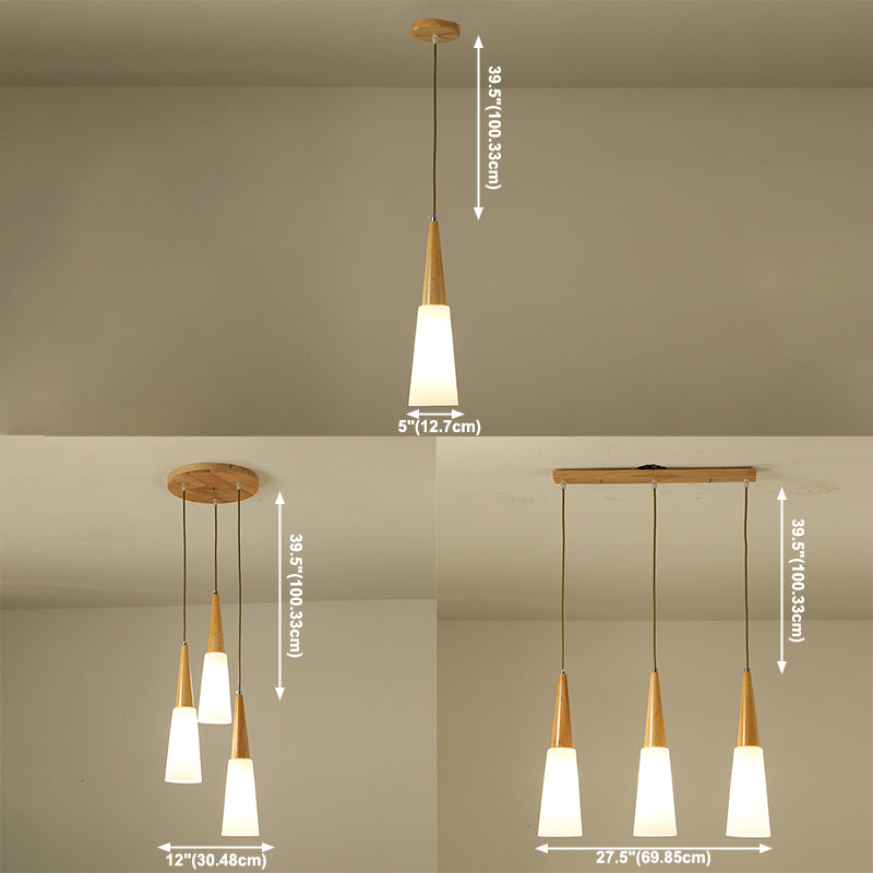 Weißes Glas und Holz anheizt leichte moderne einfache Decke Anhänger Licht für Esszimmer