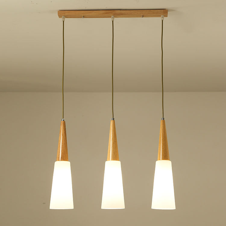 Weißes Glas und Holz anheizt leichte moderne einfache Decke Anhänger Licht für Esszimmer