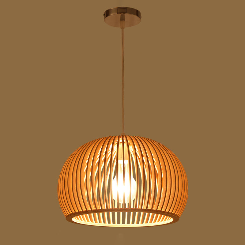 1 Leichte Anhängerlampe mit Holzrahmen Moderne Federleuchten für Esszimmer