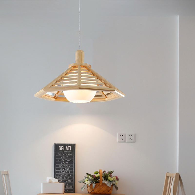 Un cône de tête pendentif en bois moderne chambre à coucher léger salon salle à manger pendentif