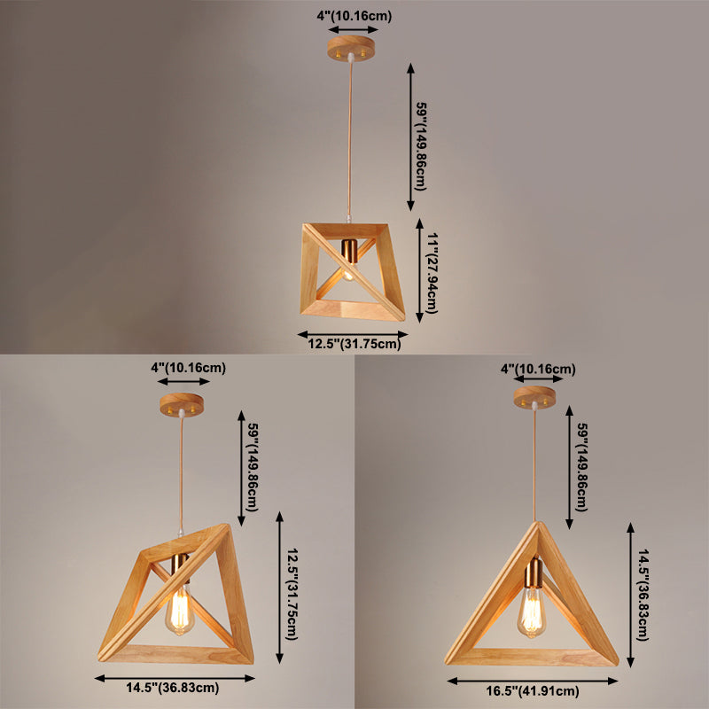 One Head Modern Wood Frame Pendant Light Bedroom Living Room Dining Room Pendant