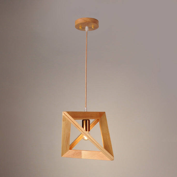 One Head Modern Wood Frame Pendant Light Bedroom Living Room Dining Room Pendant