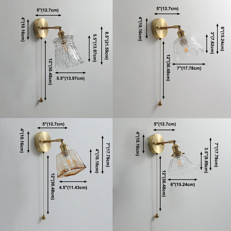 Modern Style Design Sconce Light Fixtures 1-Light Brass Wall Mounted Lamp with Grass Shade