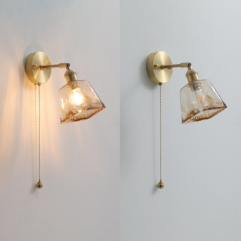 Modern Style Design Sconce Light Fixtures 1-Light Brass Wall Mounted Lamp with Grass Shade