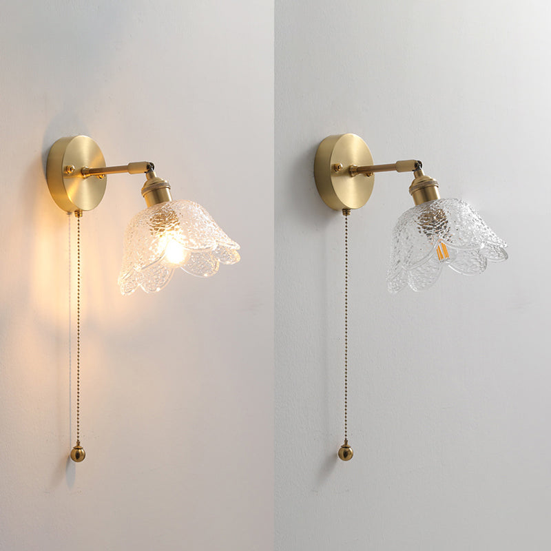 Modern Style Design Sconce Light Fixtures 1-Light Brass Wall Mounted Lamp with Grass Shade