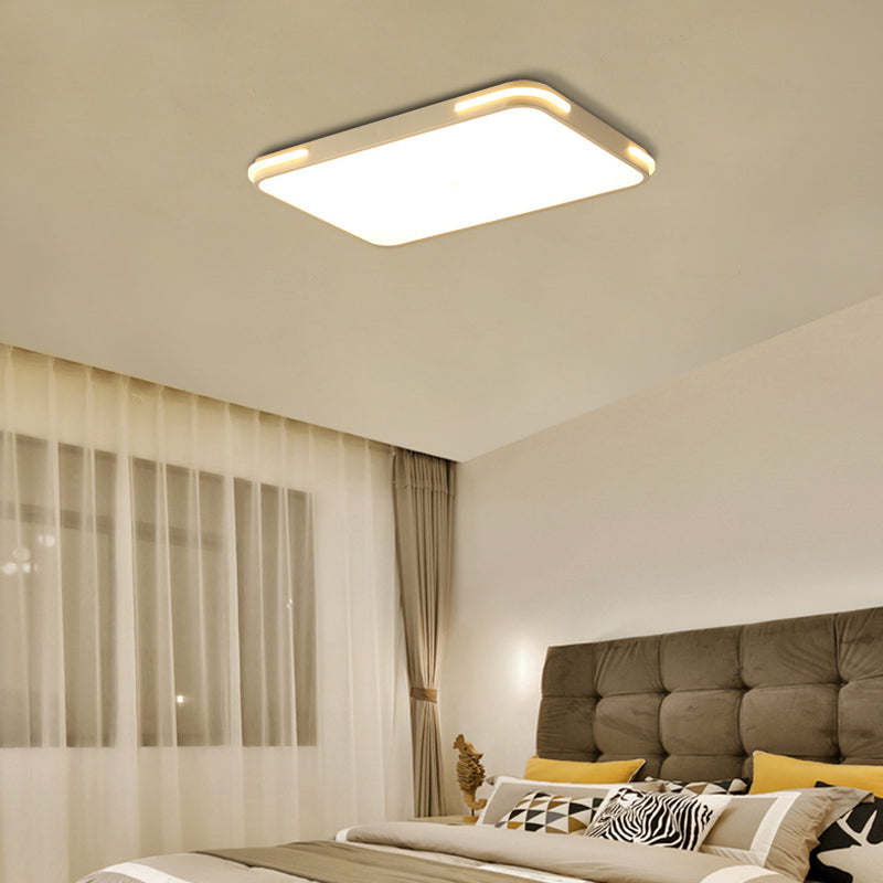 Slim Rectangle Hotel Ceiling Fixture Acrylique Modern Style LED Flush Mount Light in White