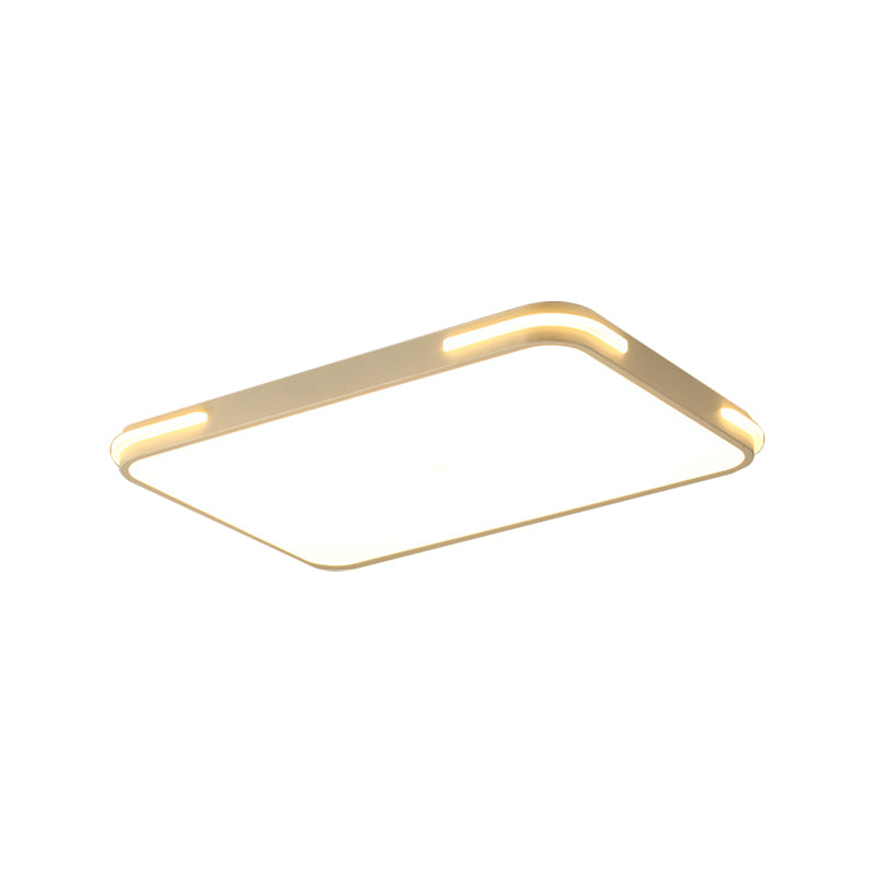 Slim Rectangle Hotel Ceiling Fixture Acrylique Modern Style LED Flush Mount Light in White