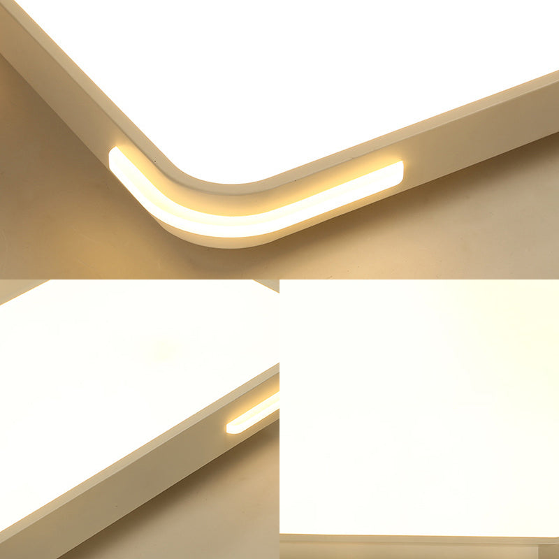 Slim Rectangle Hotel Ceiling Fixture Acrylique Modern Style LED Flush Mount Light in White