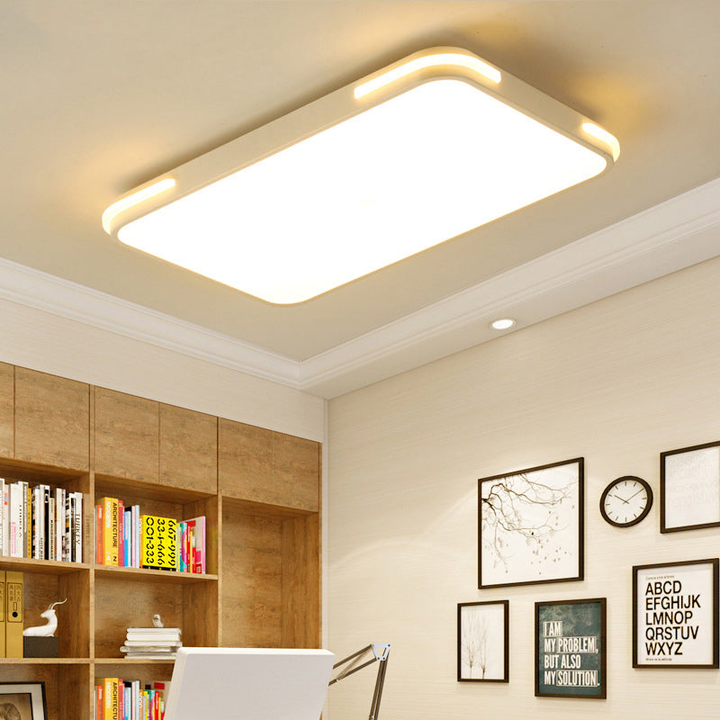 Slim Rectangle Hotel Ceiling Fixture Acrylique Modern Style LED Flush Mount Light in White