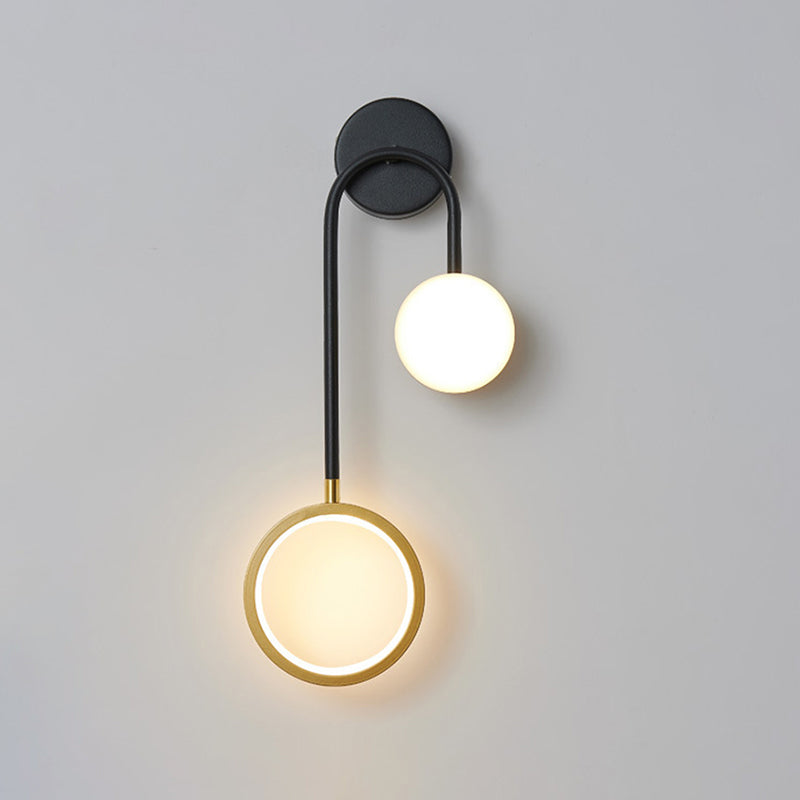 Modernist Acrylic 2-Lights LED Wall Mount Lighting Living Room Wall Lamp Sconce in Gold and Black