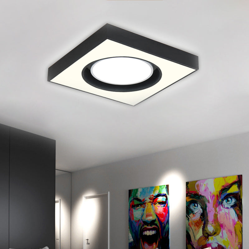 Luz empotrada LED moderna cuadrada de acrílico para montaje en techo en blanco y negro para sopa de tela