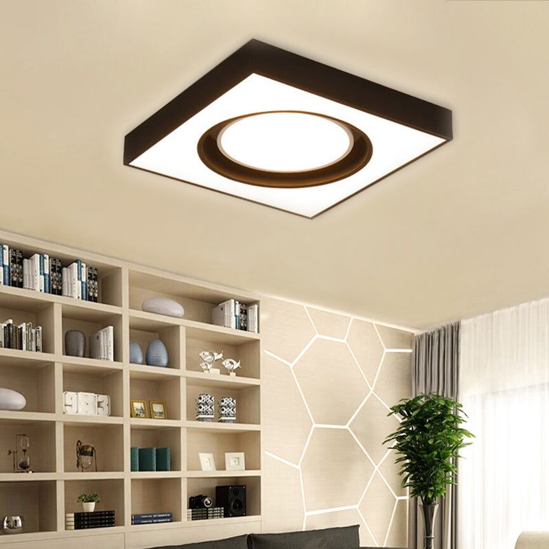 Luz empotrada LED moderna cuadrada de acrílico para montaje en techo en blanco y negro para sopa de tela